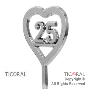 PLAQUETA CORAZON N.25 PLATA x 36